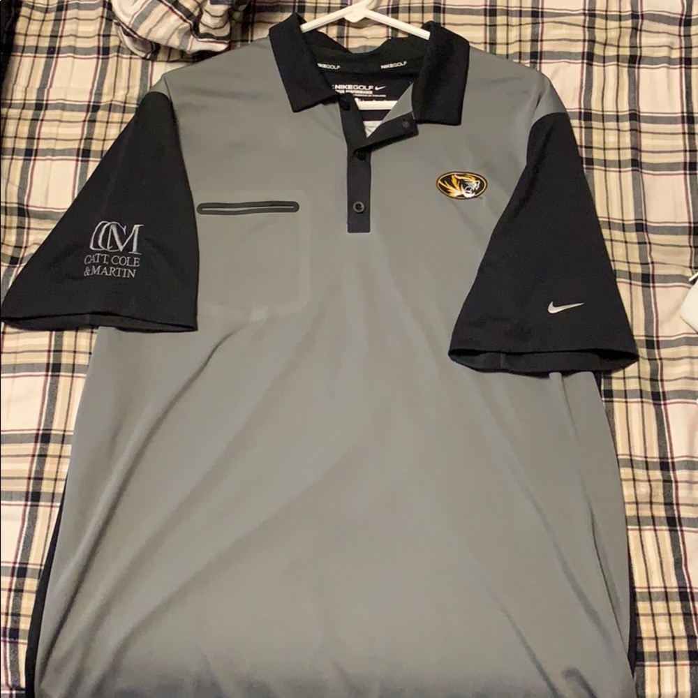 Black and grey Mizzou Nike golf shirt